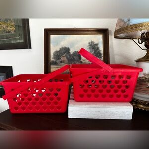 TWO Target Valentine’s Day Red Baskets with Heart Cut-Outs